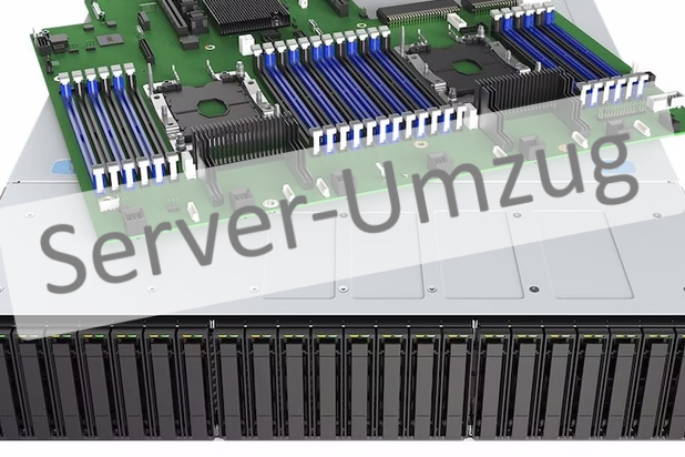 Server mit Schriftzug Serverumzug 2023-04-26