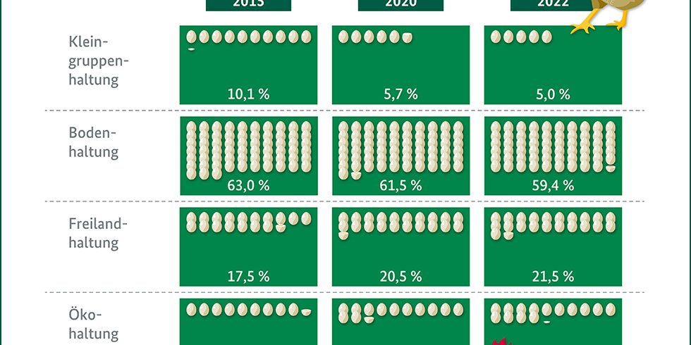 Bodenhaltung ist rückläufig, Bio und Freiland im Trend